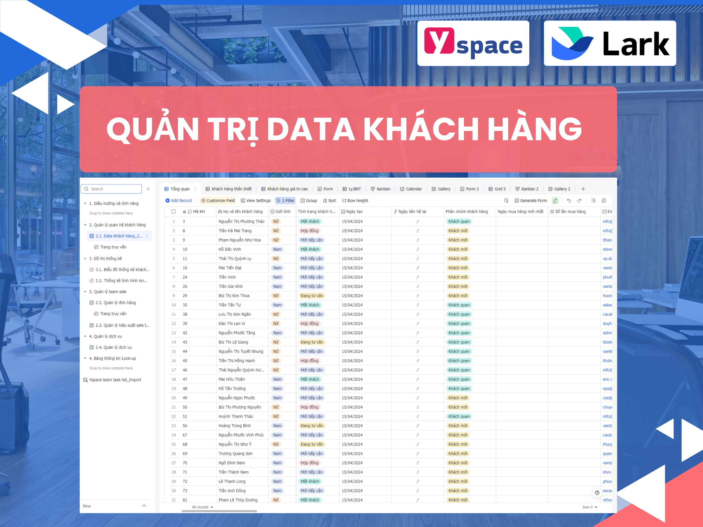 Quản trị dữ liệu(data) khách hàng với Lark Base