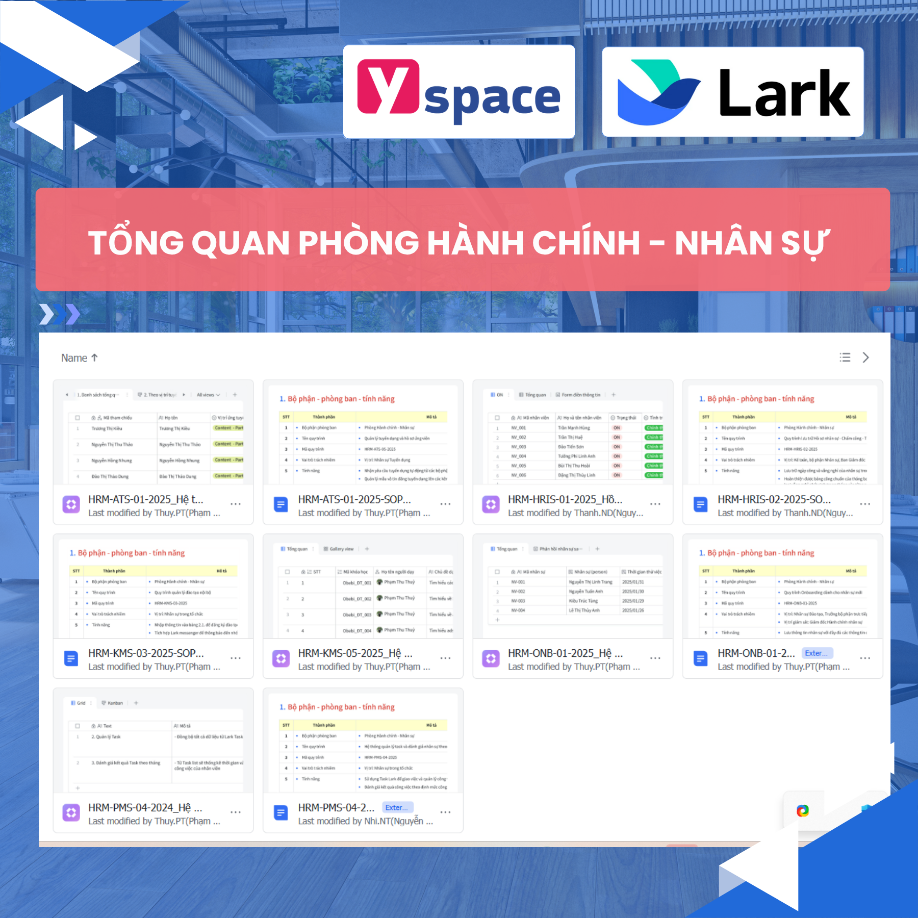 Hệ thống Templates quản lý phòng Hành chính - Nhân sự trên Larksuite