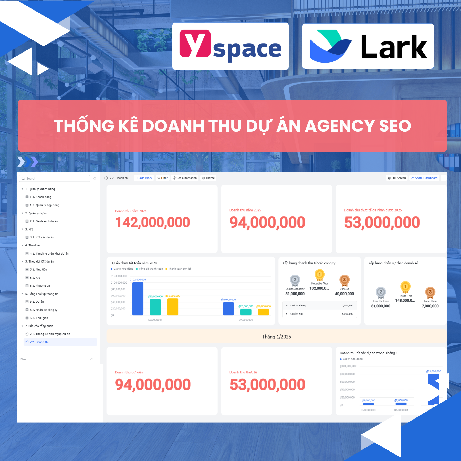 Xây dựng hệ thống quản lý dự án cho doanh nghiệp lĩnh vực Agency Seo trên Lark (Larksuite)