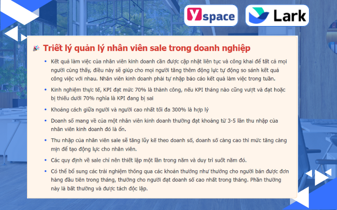 Triết lý quản lý nhân viên kinh doanh trong doanh nghiệp hiện đại với Larksuite (Lark)