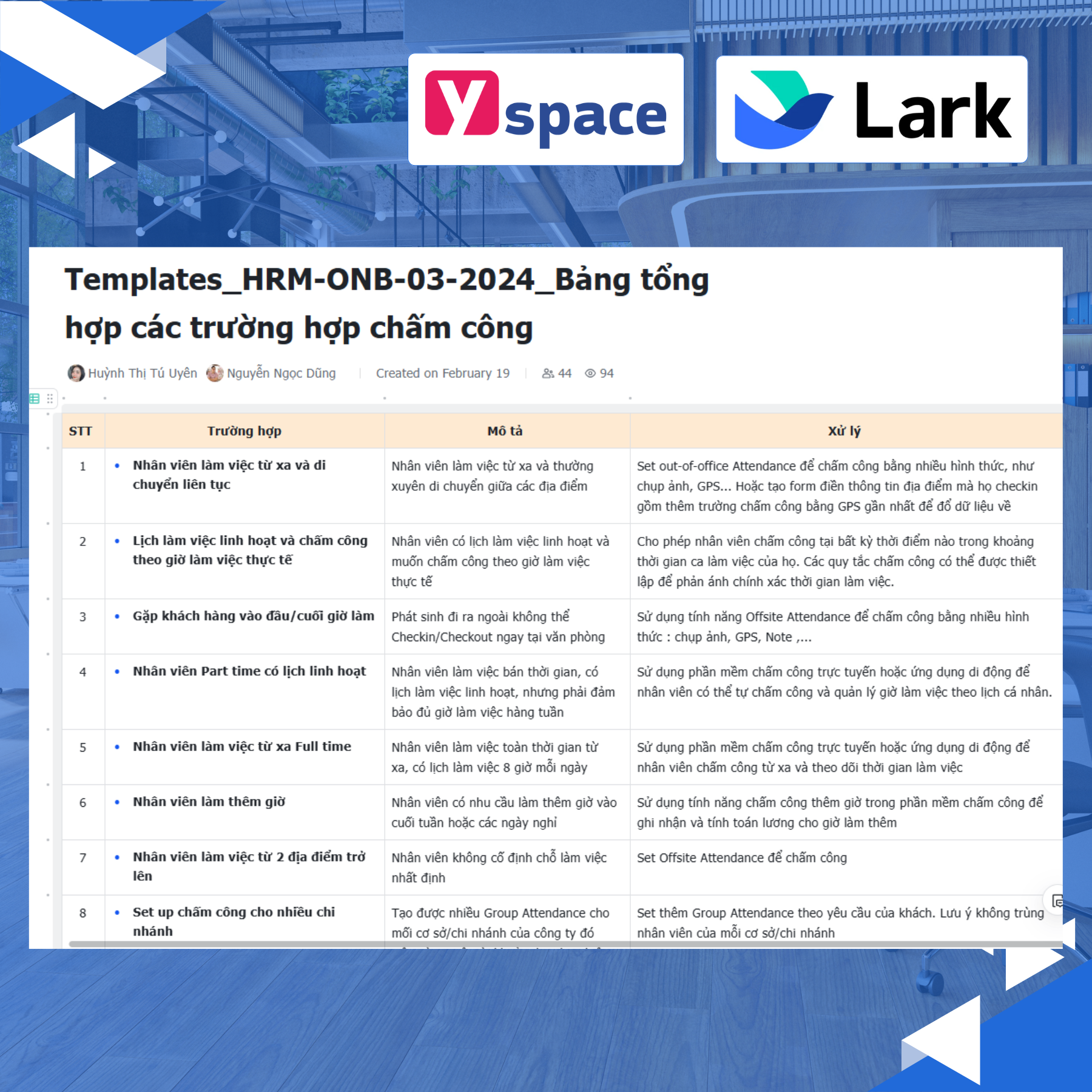 Tổng hợp các trường hợp chấm công và cách xử lý trên Lark