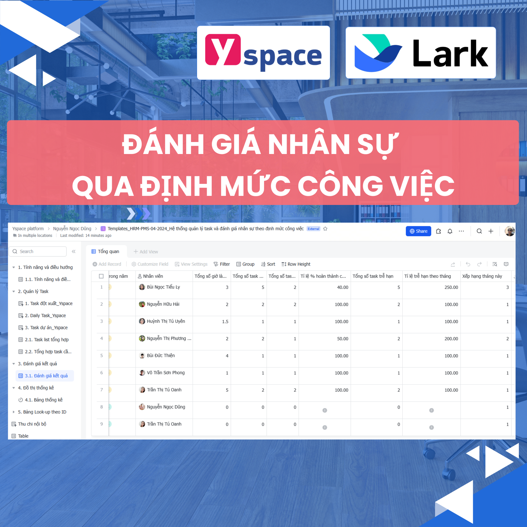 Quản lý nhân sự theo định mức công việc trên Larksuite