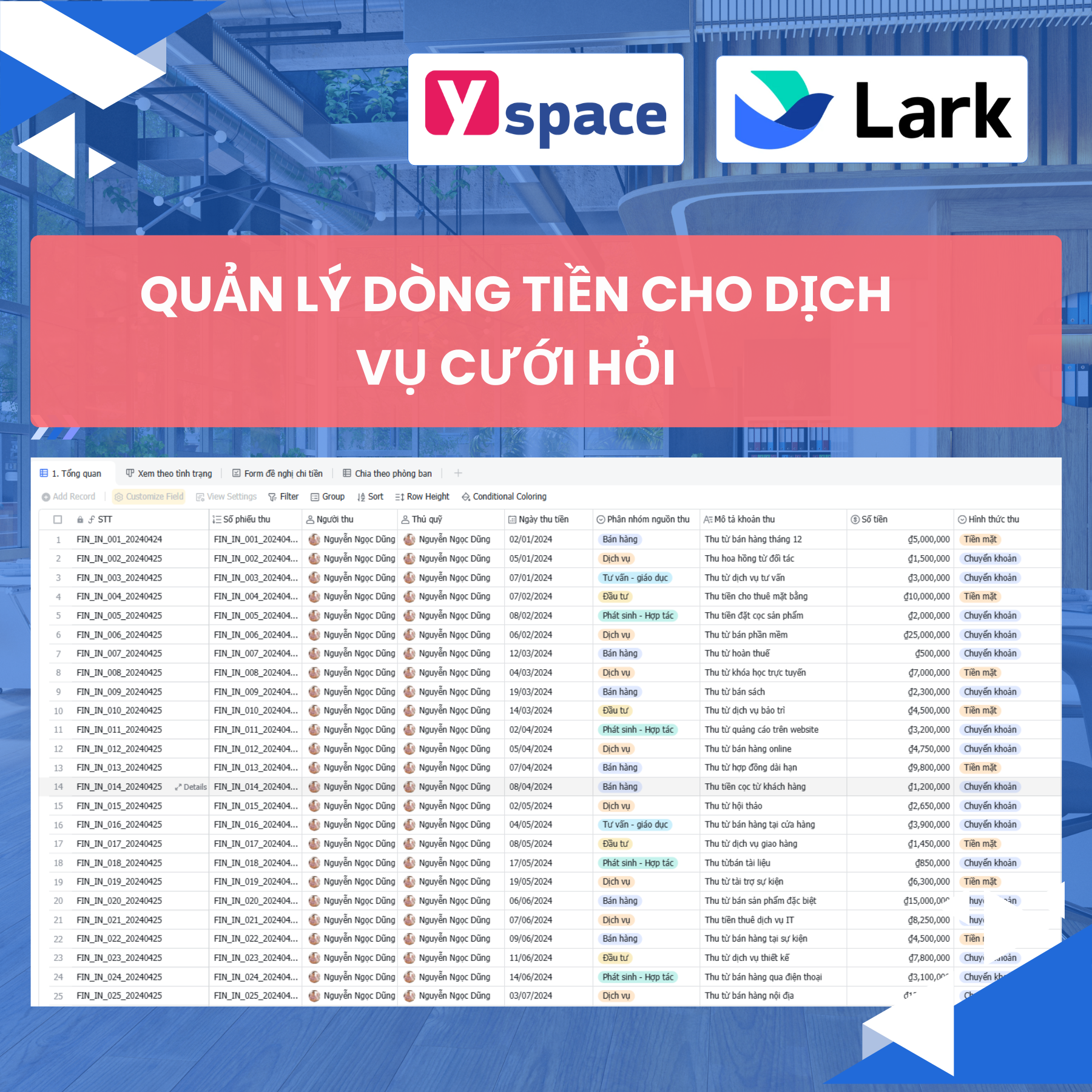 Hệ thống quản lý dòng tiền cho dịch vụ cưới hỏi