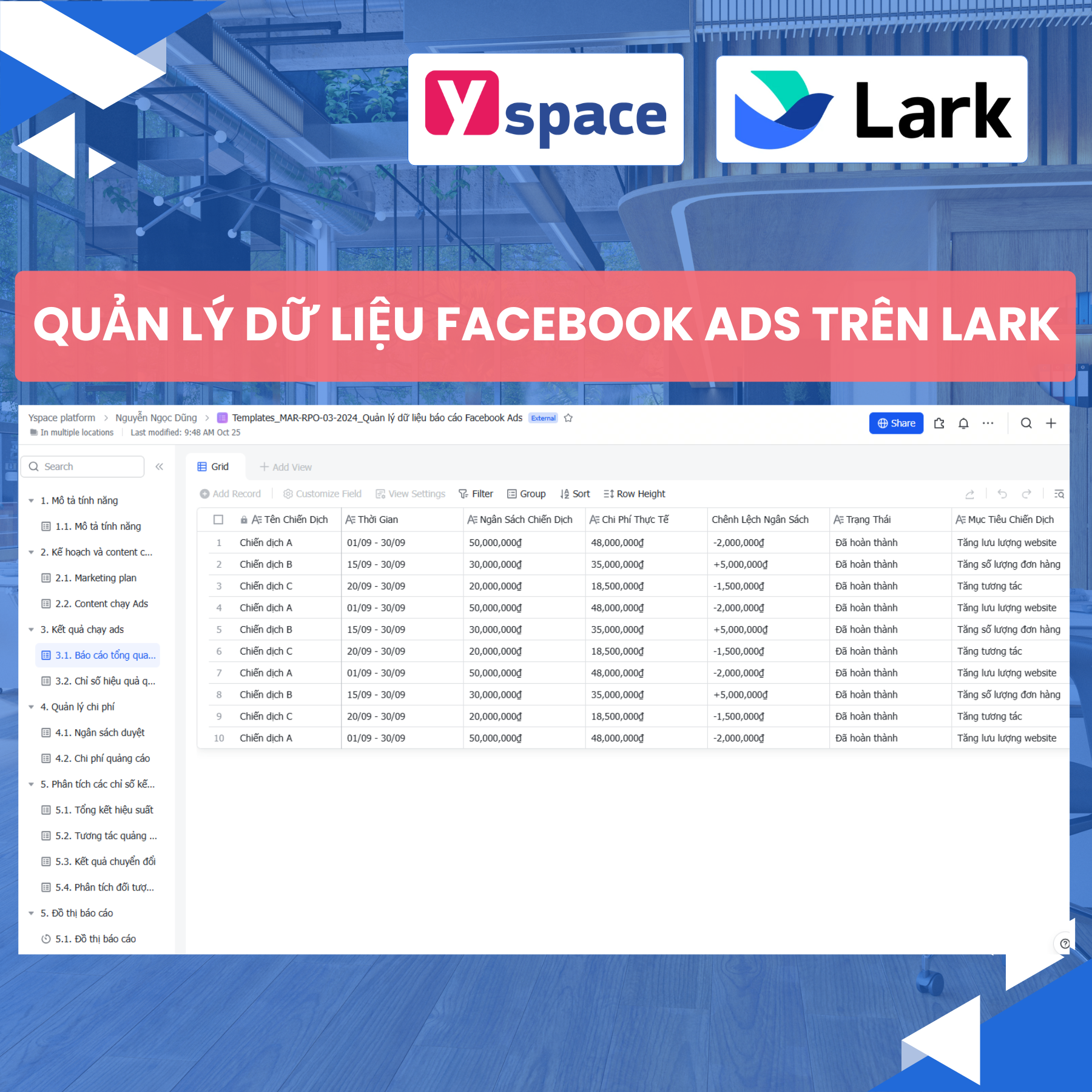 Xây dựng hệ thống quản lý dữ liệu ads Marketing trên nền tảng Larksuite (Lark)