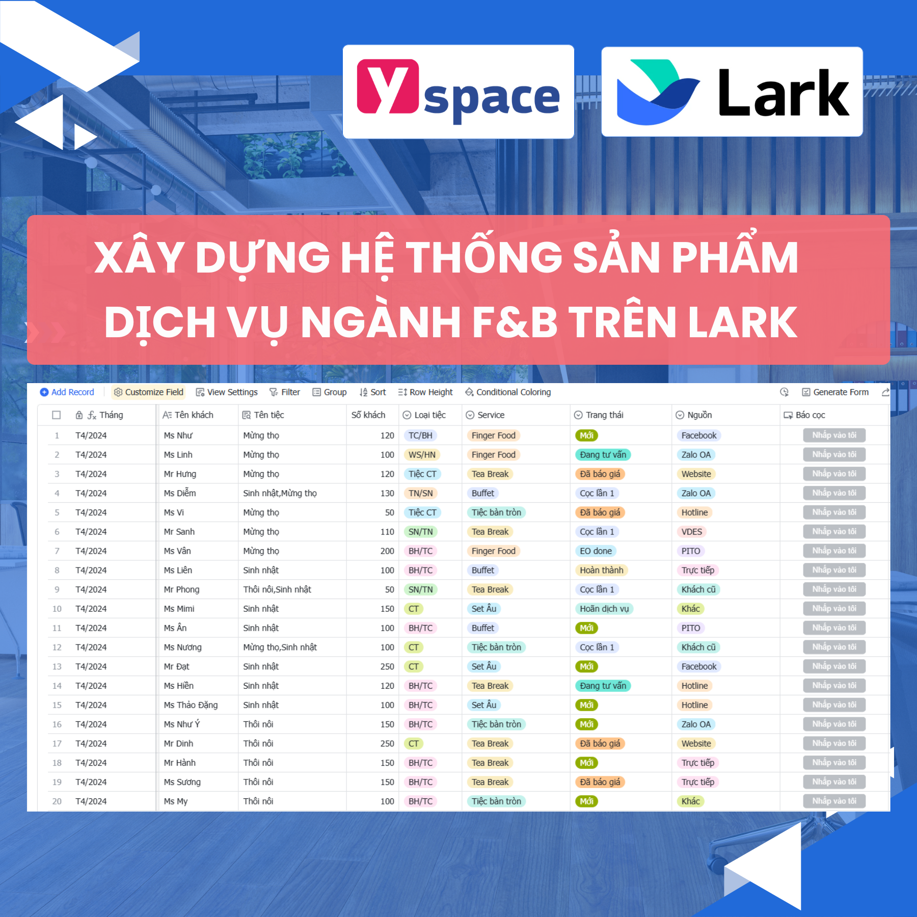 Xây dựng hệ thống sản phẩm - dịch vụ ngành F&B trên Lark(Larksuite)